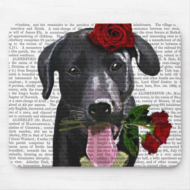Mousepad Black Labrador com Rosas 2 (Frente)