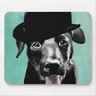 Mousepad Black Labrador no Chapéu de Bowler