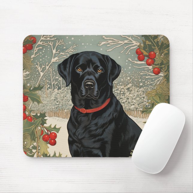 Mousepad Black Labrador no inverno (Com mouse)