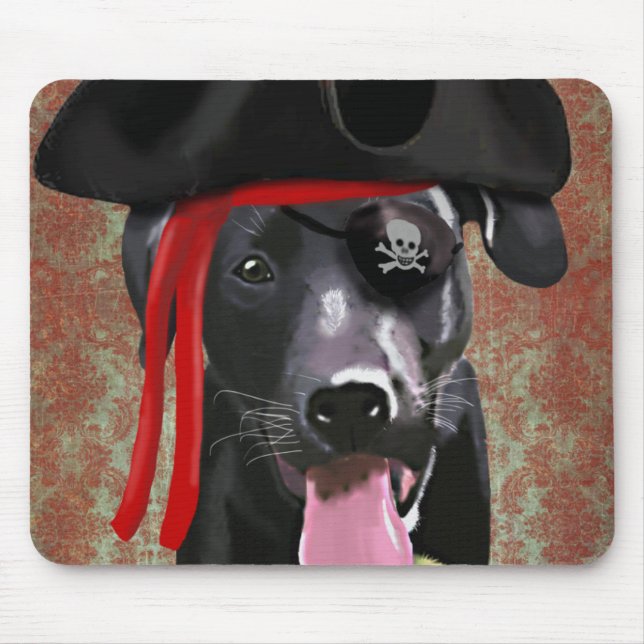Mousepad Black Labrador Pirata Dog (Frente)