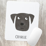 Mousepad Black Labrador Retriever Dog<br><div class="desc">Um cachorro negro labrador e retriever para fazer você sorrir. Altere ou remova o nome a ser personalizado. Arte original de Nic Squirrell.</div>