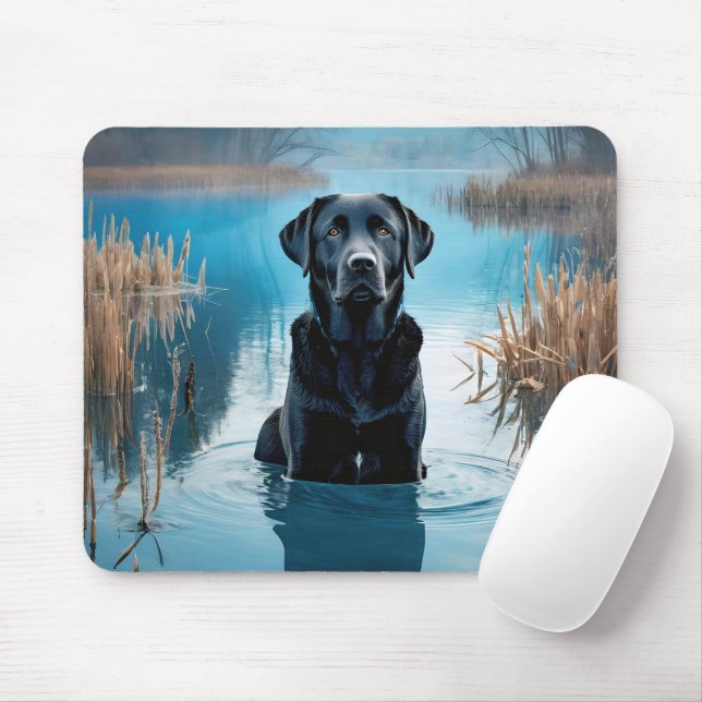 Mousepad Black Labrador Retriever In Lake Water (Com mouse)