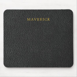 Mousepad Black Leather Texture Background with Custom Name
