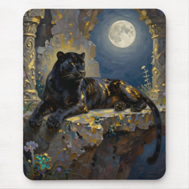 Mousepad Black Panther under the Full Moon  (Frente)