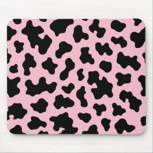 Mousepad Black & Pink Cow Couro Impresso