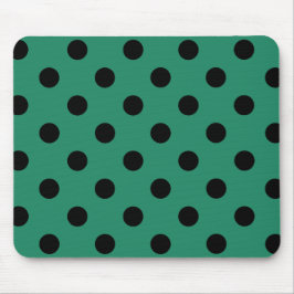 Mousepad Black polka dots in green