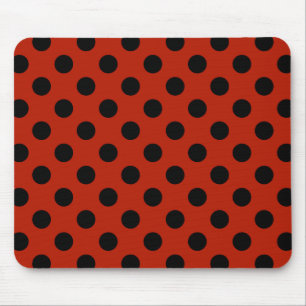 Mousepad Black polka dots on red