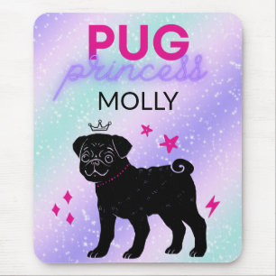 MOUSEPAD BLACK" PUG PRINCESS" 