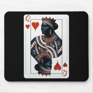 Mousepad Black Queen Of Hearts Card Deck Game - Ortod Black