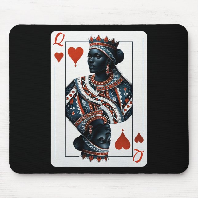 Mousepad Black Queen Of Hearts Card Deck Game - Ortod Black (Frente)
