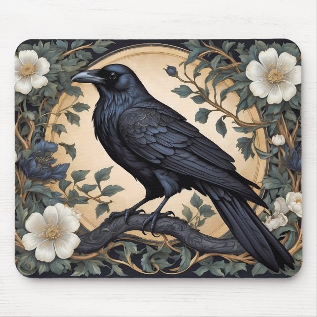 Mousepad Black Raven William Morris Inspirado (Frente)