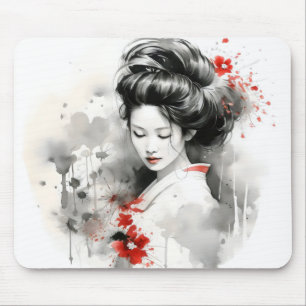 Mousepad Black Red Geisha