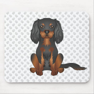 Mousepad Black & Tan Cavalier King Charles Spaniel & Paws