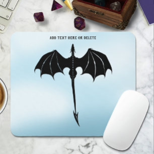 Mousepad Black Tribal Dragon Fantasy Blue Sky