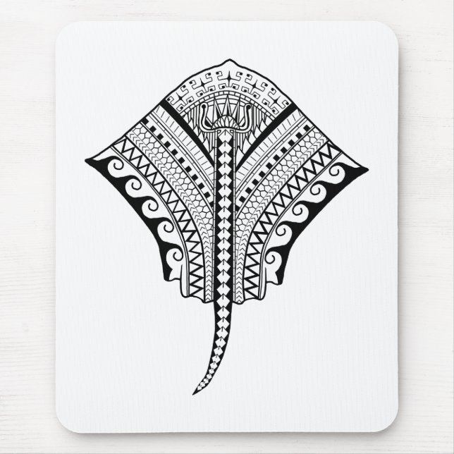Mousepad Black Tribal Stingray Manta Ray (Frente)