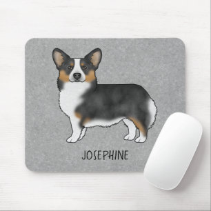 Mousepad Black Tricolor Pembroke Welsh Corgi Com Nome
