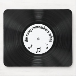 Mousepad Black Vinyl LP Record with Song Title