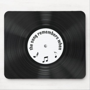 Mousepad Black Vinyl LP Record with Song Title