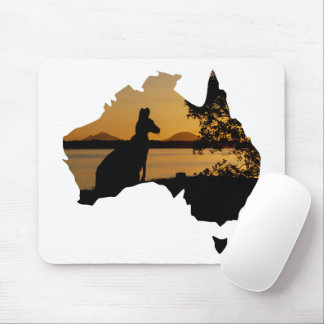 Mousepad Black, White & Gold Kangaroo Sunset Australia