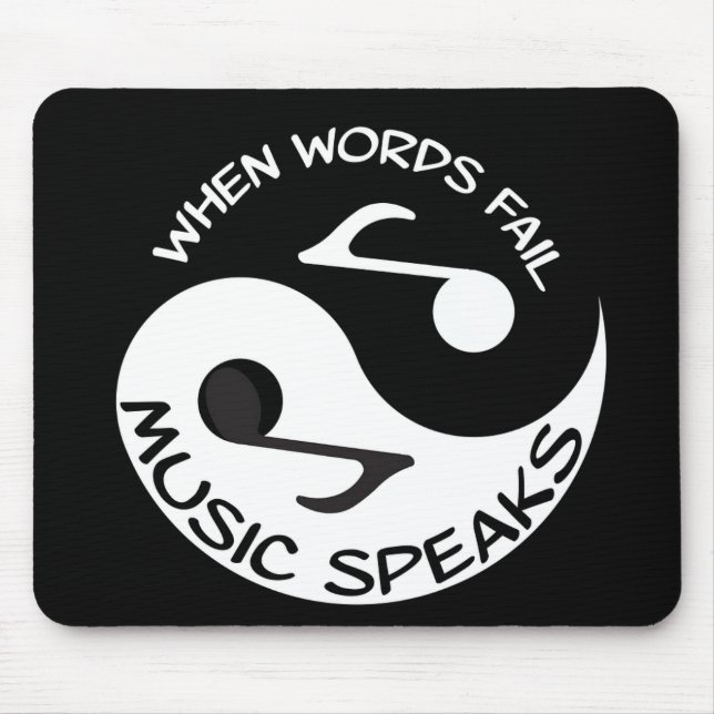 Mousepad Black White Music Note Modern Musical (Frente)