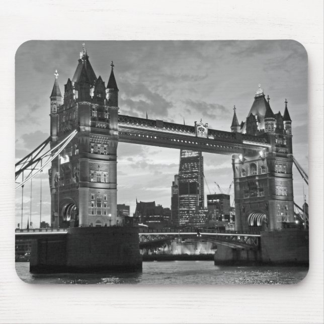 Mousepad Black White Tower Bridge UK Viagem (Frente)