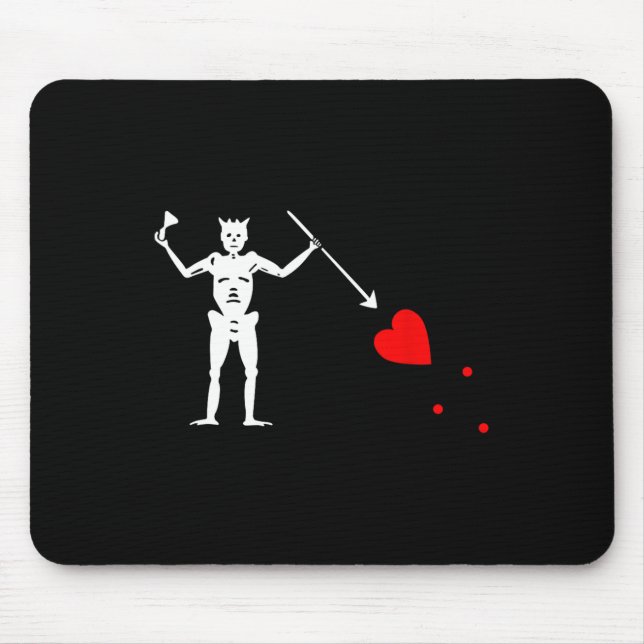 Mousepad Blackbeard Pirate Flag Jolly Roger Skeleton Hallow (Frente)