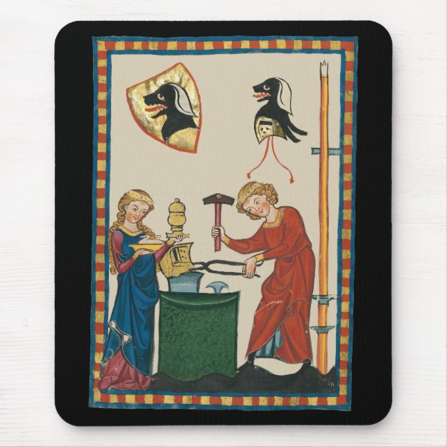 Mousepad Blacksmith Forging Helmet Medieval Art (Frente)