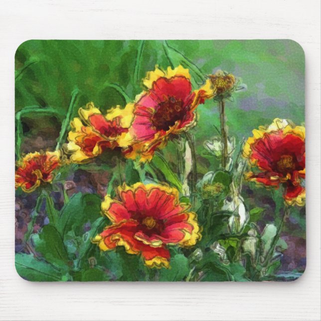 Mousepad Blanket Daisy Flowers Watercolor Art (Frente)