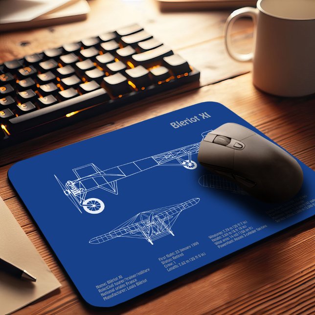 Mousepad Bleriot XI - Desenho de Plano de Aeronave AD (Criador carregado)