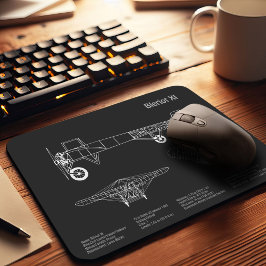 Mousepad Bleriot XI - Plano de desenho do avião PD