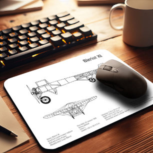 Mousepad Bleriot XI - Planos de desenho de projeto de avião
