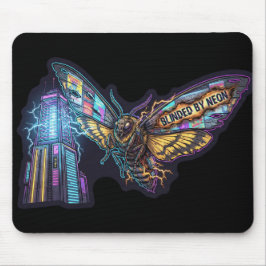 Mousepad Blinded By Neon – Cyberpunk Moth City Lights