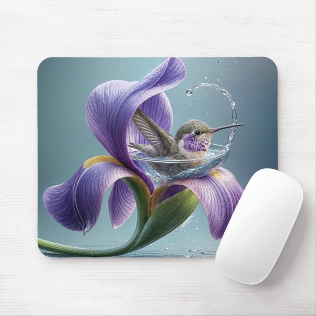 Mousepad Blinhagens De Hummingbird Em Flor De Íris (Com mouse)