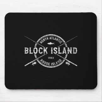 Mousepad Block Island Ri Varas de Pesca Cruzadas Vintage 