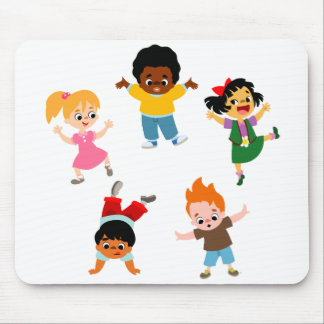 Mousepad Bloco de animação de cinco crianças