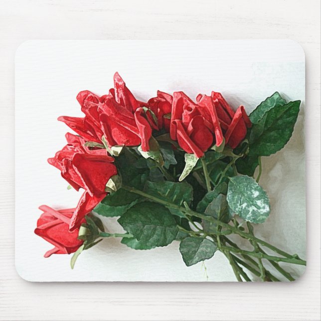 Mousepad Bloco de Buquê da rosa vermelha (Frente)