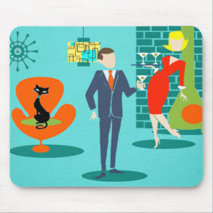 Mousepad Bloco de Casais de Cartoon de Idade do Espaço Ret