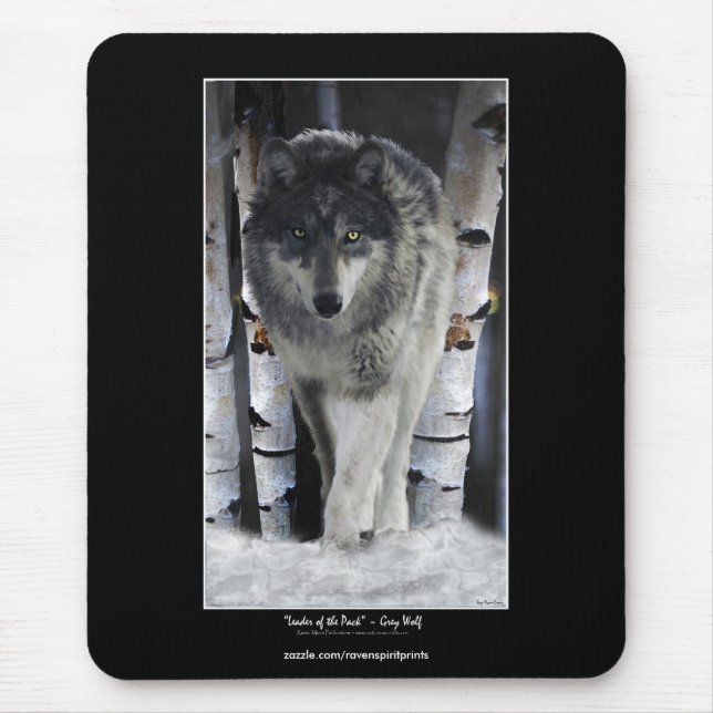 Mousepad Bloco de CINZAS ALPHA WOLF Wildlife Support Mousep (Frente)