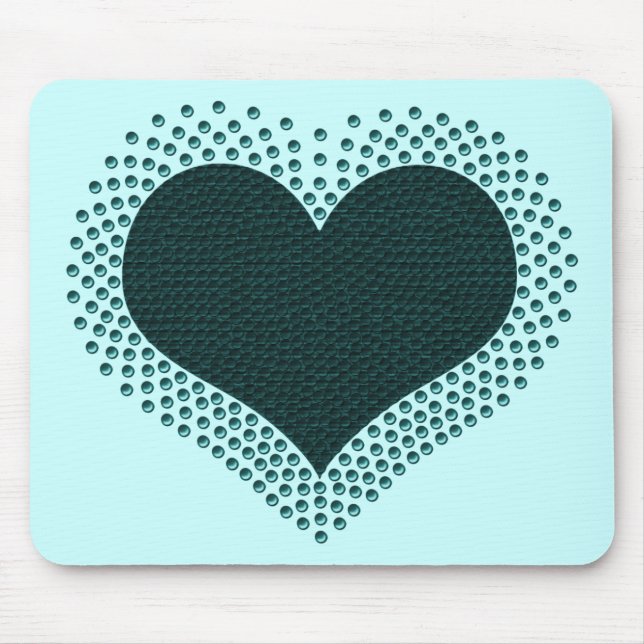 Mousepad Bloco de Coração Metálico, Teal (Frente)