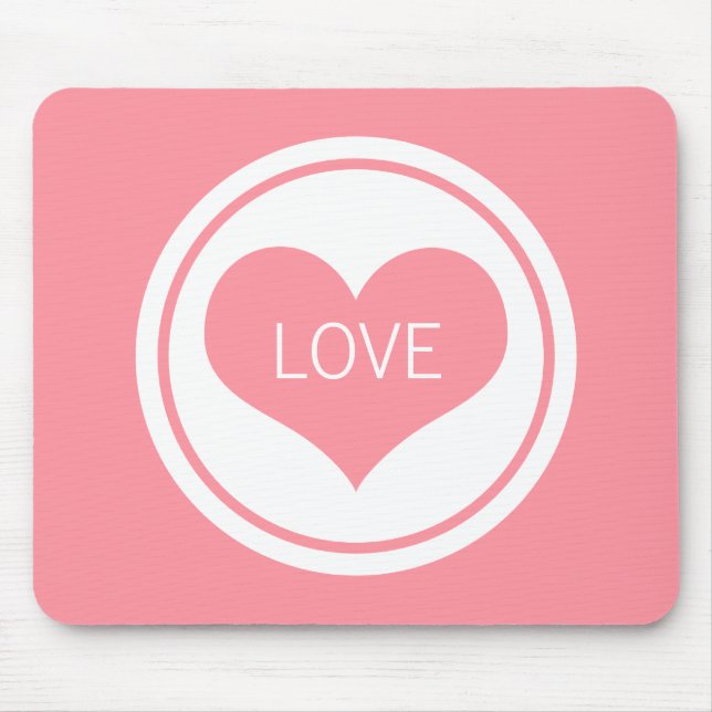 Mousepad Bloco de Coração Sleek, Rosa (Frente)