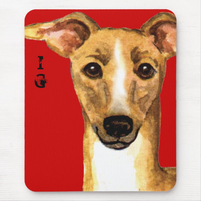 Mousepad Bloco de Cores de Greyhound Italiano (Frente)