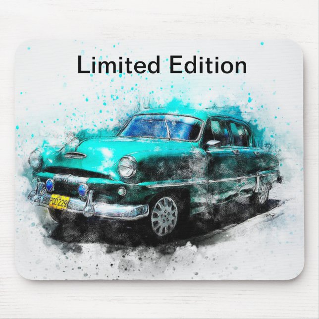 Mousepad Bloco de Design do carro verde da Vintage Edition  (Frente)