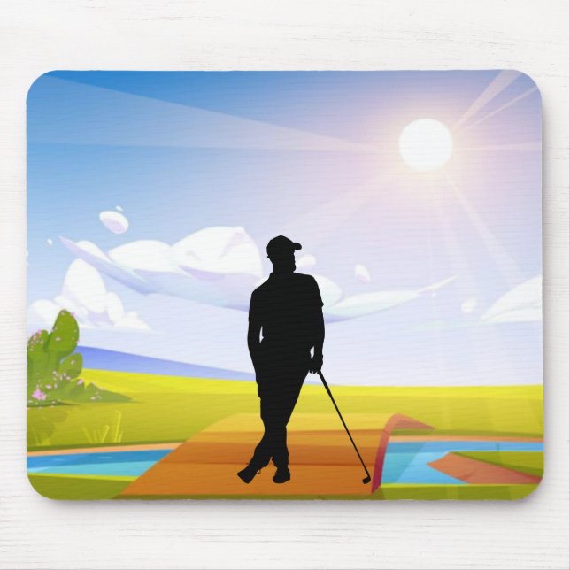 Mousepad Bloco de Golfe com Golfe Silhouette (Frente)