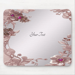 Mousepad Bloco de Mão Floral de Ornamentado Rosa