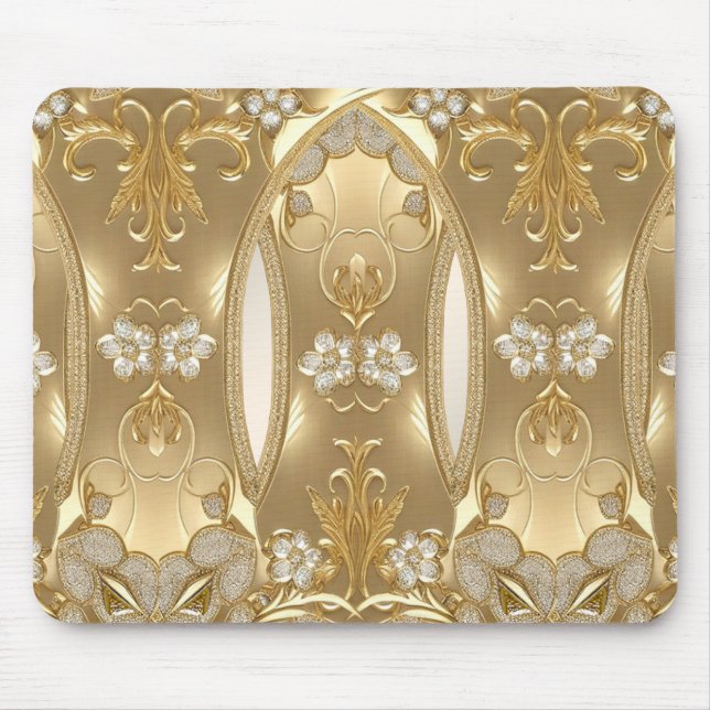 Mousepad Bloco de Mão Floral do Ornamentado Dourado (Frente)