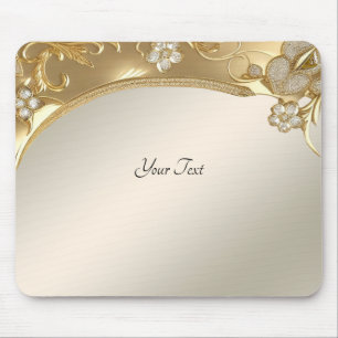 Mousepad Bloco de Mão Floral do Ornamentado Dourado