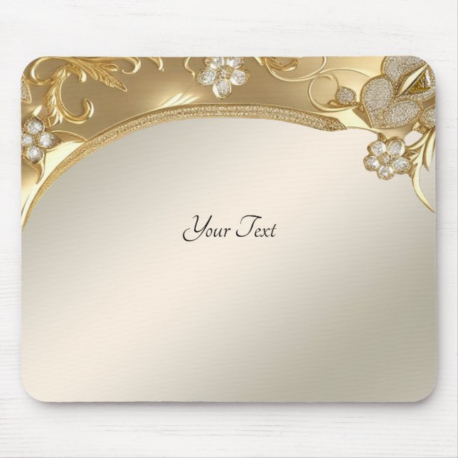 Mousepad Bloco de Mão Floral do Ornamentado Dourado (Frente)