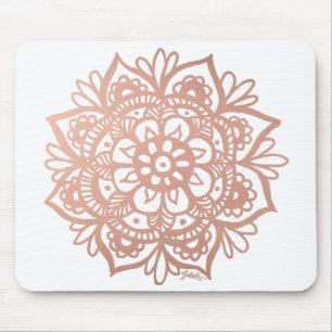 Mousepad Bloco de Mão Rosa Rosa de Flor Mandala