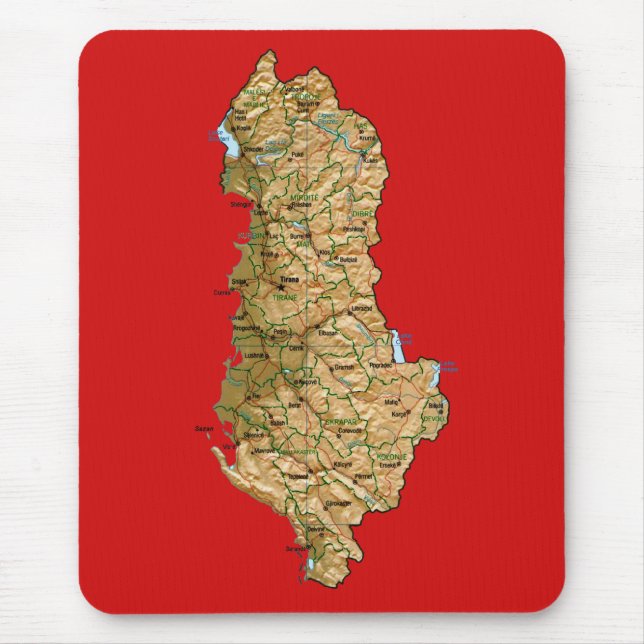 Mousepad Bloco de Mapa da Albânia (Frente)