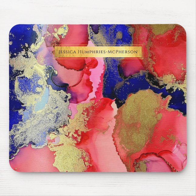 Mousepad Bloco de Mouse Alcoólico de Arte Abstrato com Nome (Frente)